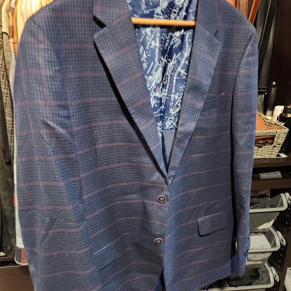 Nautica Modern Fit Plaid Sportcoat L 44, Blue/Red - Picture 4 of 11